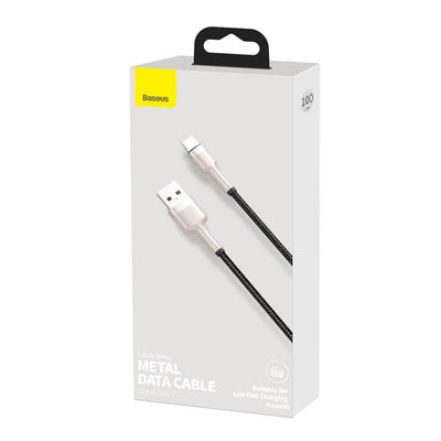 Cable de Carga Rápida Metálico Baseus USB a Tipo - C de 1 Metro - 66W - Serie Cafule Premium - Negro - Bestmart