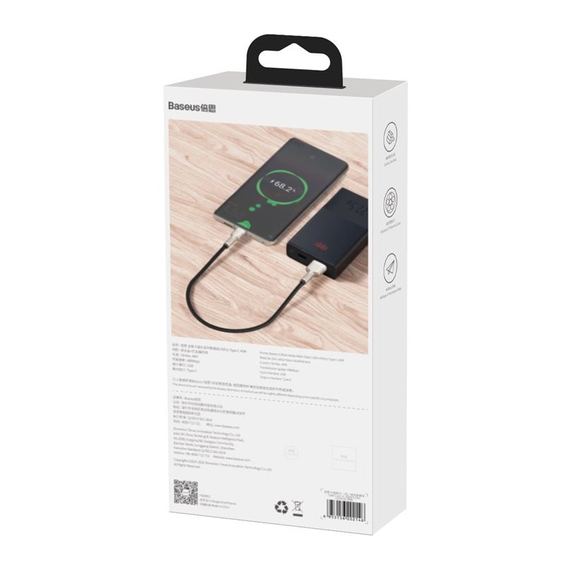 Cable de Carga Rápida Metálico Baseus USB a Tipo - C de 25 cm - 66W - Serie Cafule Premium - Negro - Bestmart