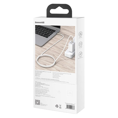 Cable de Carga Rápida Metálico Baseus USB - C a USB - C de 2 Metros - 100W - Serie Cafule Premium - Blanco - Bestmart