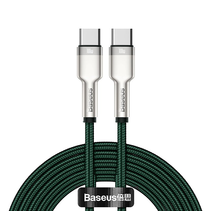 Cable de Carga Rápida Metálico Baseus USB - C a USB - C de 2 Metros - 100W - Serie Cafule Premium - Verde - Bestmart