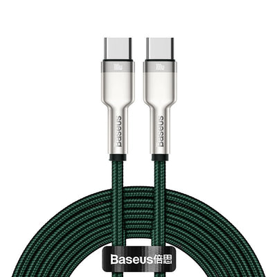 Cable de Carga Rápida Metálico Baseus USB - C a USB - C de 2 Metros - 100W - Serie Cafule Premium - Verde - Bestmart