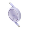 Cable de Carga Rápida Retráctil Bidireccional Baseus Free2 Draw Mini Tipo C a Tipo C de 1 metro - 100W - Púrpura - Bestmart