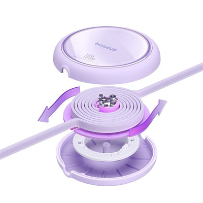 Cable de Carga Rápida Retráctil Bidireccional Baseus Free2 Draw Mini Tipo C a Tipo C de 1 metro - 100W - Púrpura - Bestmart