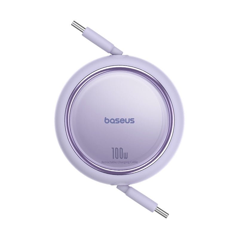 Cable de Carga Rápida Retráctil Bidireccional Baseus Free2 Draw Mini USB-C a USB-C de 1 metro - 100W - Púrpura