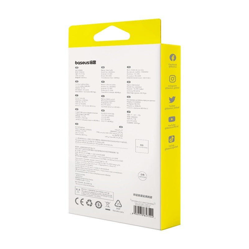 Cable de Carga Rápida Retráctil Bidireccional Baseus Free2 Draw Mini Tipo C a Tipo C de 1 metro - 100W - Púrpura - Bestmart