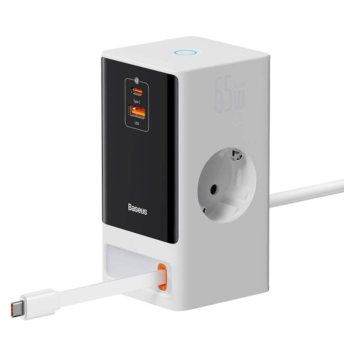 Cargador Baseus PowerCombo Digital PowerStrip (AC - Tipo C - USB - A) - 65W - Blanco - Bestmart