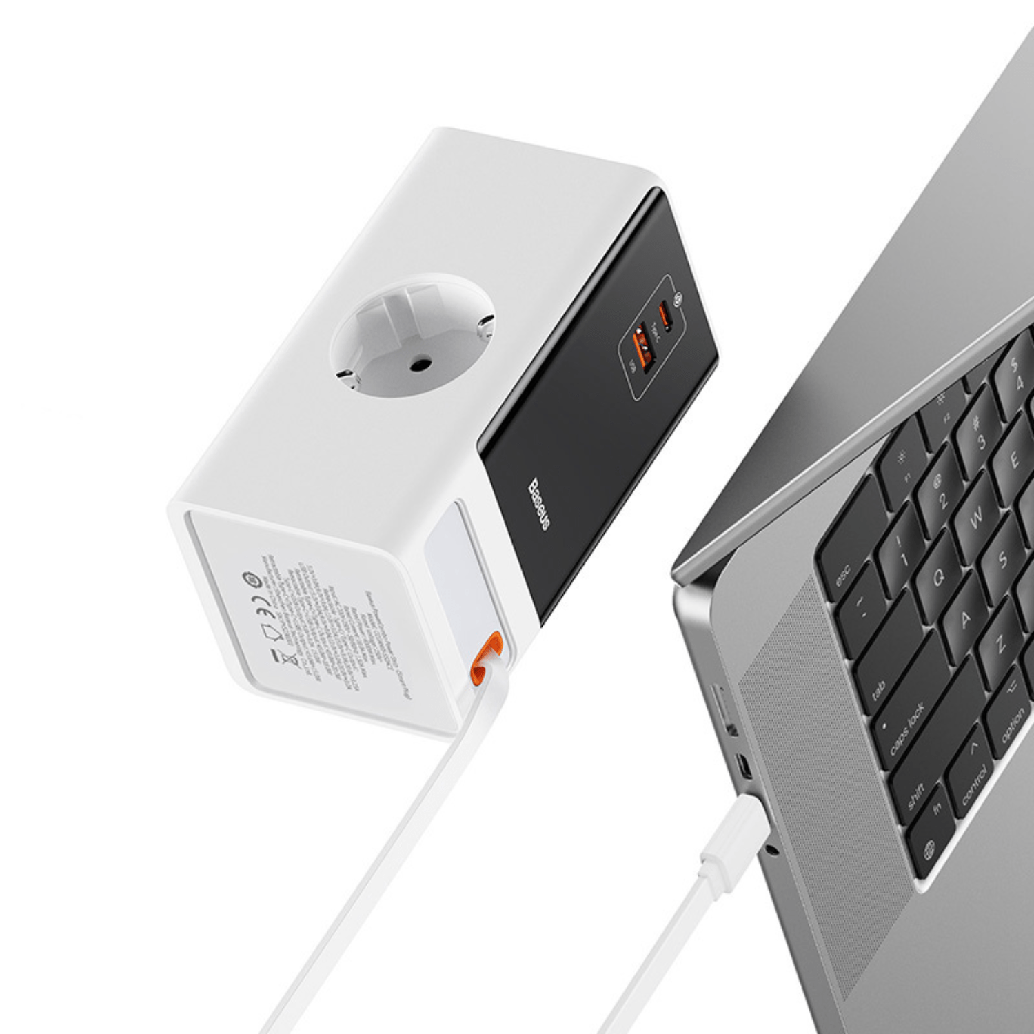 Cargador Baseus PowerCombo Digital PowerStrip (AC - Tipo C - USB - A) - 65W - Blanco - Bestmart