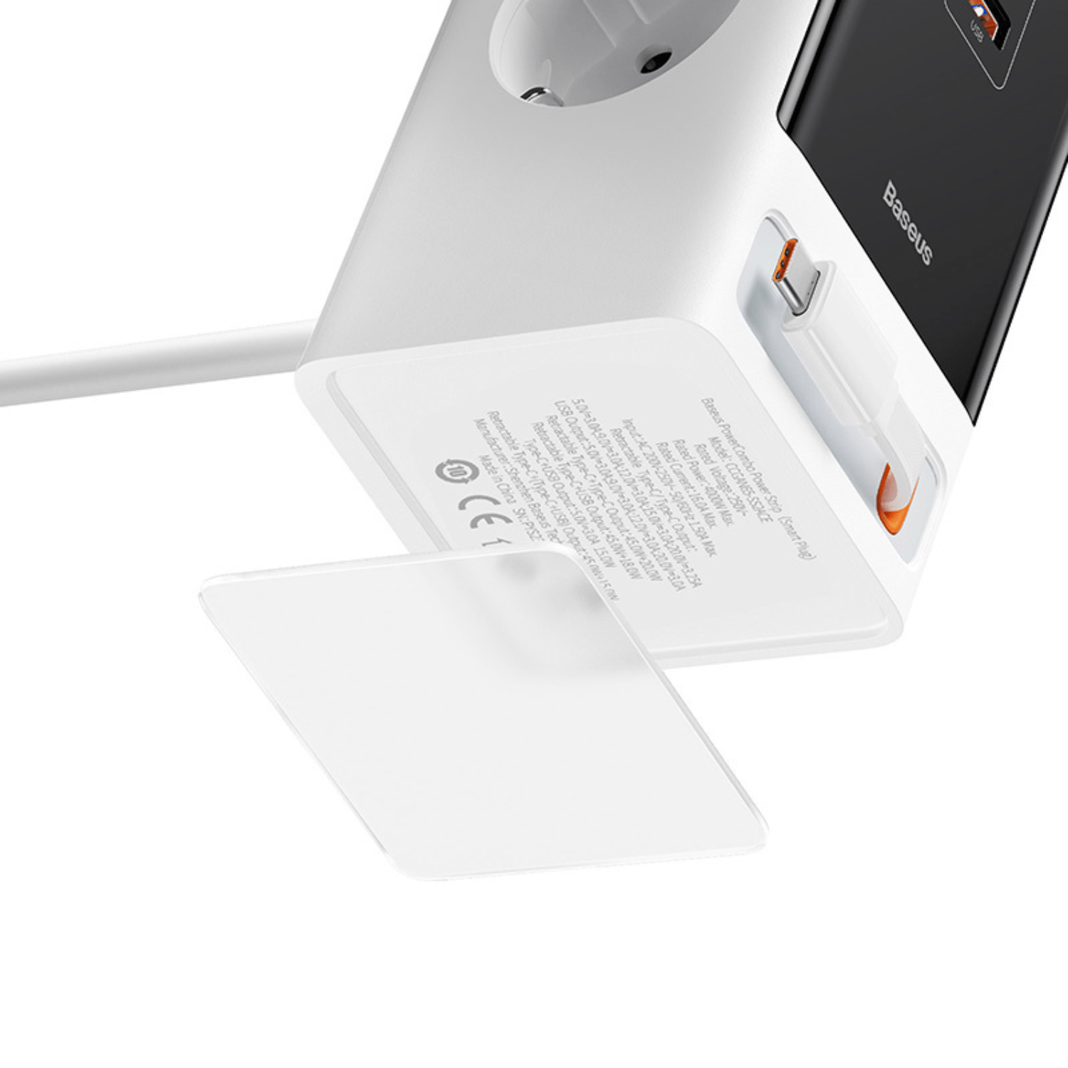 Cargador Baseus PowerCombo Digital PowerStrip (AC - Tipo C - USB - A) - 65W - Blanco - Bestmart