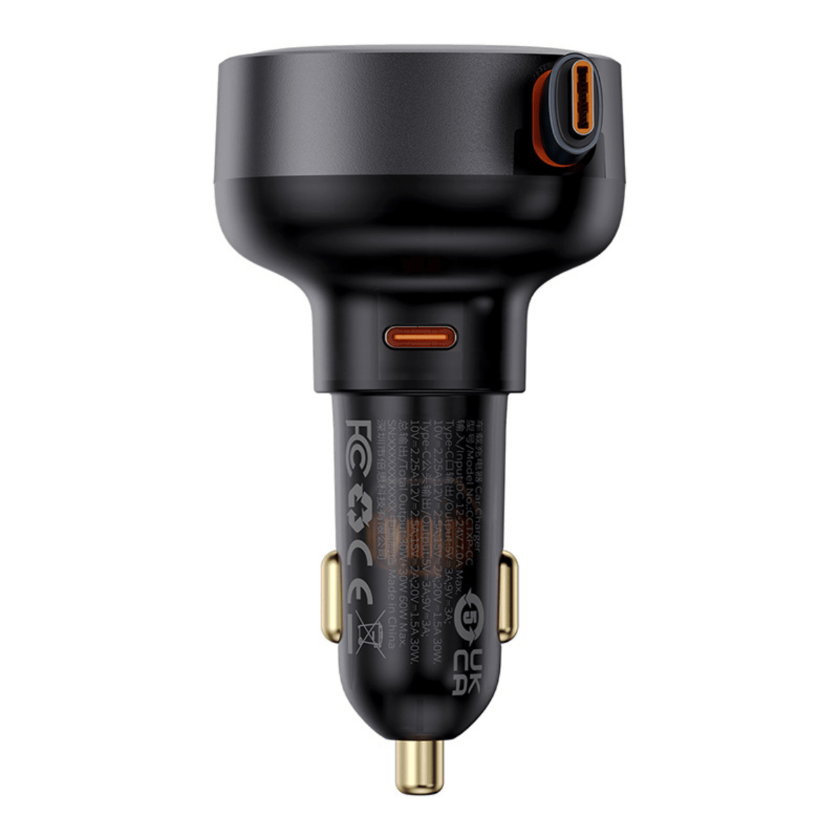 Cargador de smartphone para Auto Baseus Enjoyment Pro Con Cable Tipo C - 60W - Negro - Bestmart