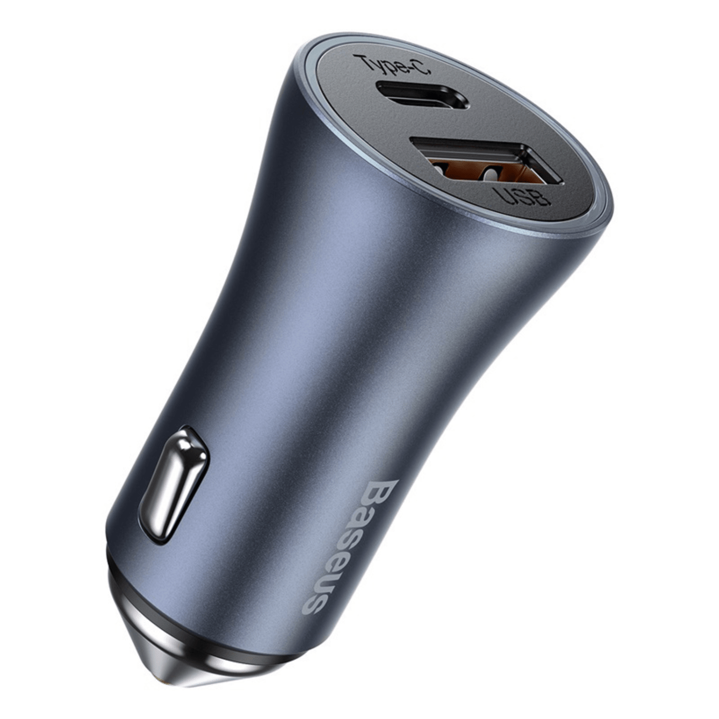 Cargador Doble Rápido de Auto Baseus Golden Contactor Pro USB + USB-C - 40W - Gris Oscuro
