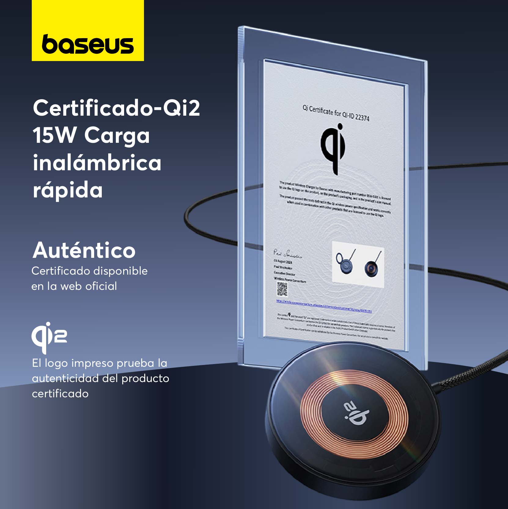 Cargador inalámbrico Qi2 Baseus Mini4 Universal Explorer 15W - Bestmart