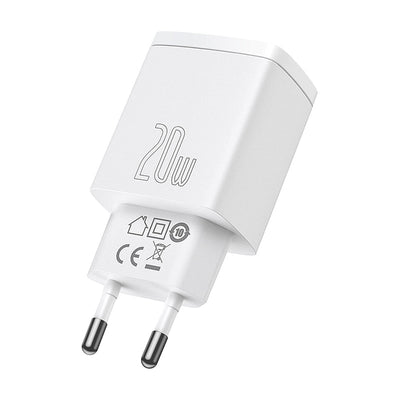 Cargador Rápido Baseus Dual USB y USB - C - 20W - Blanco - Bestmart