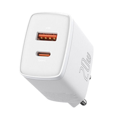 Cargador Rápido Baseus Dual USB y USB - C - 20W - Blanco - Bestmart