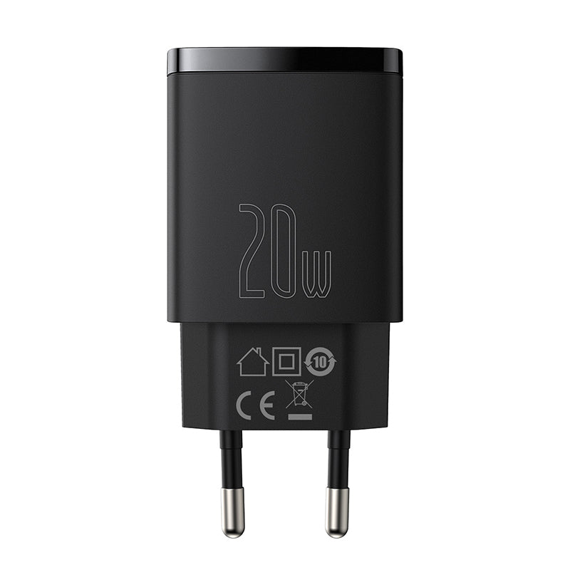Cargador Rápido Baseus Dual USB y USB - C - 20W - Negro - Bestmart