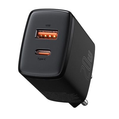 Cargador Rápido Baseus Dual USB y USB - C - 20W - Negro - Bestmart