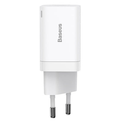 Cargador Rápido Baseus Dual USB y USB - C - 30W - Blanco - Bestmart