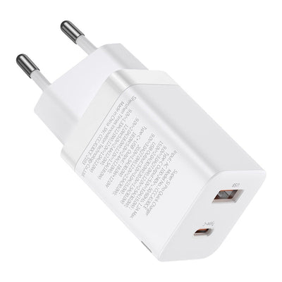 Cargador Rápido Baseus Dual USB y USB - C - 30W - Blanco - Bestmart