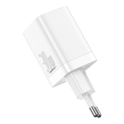Cargador Rápido Baseus Dual USB y USB-C - 30W - Blanco (Open Box) - Bestmart