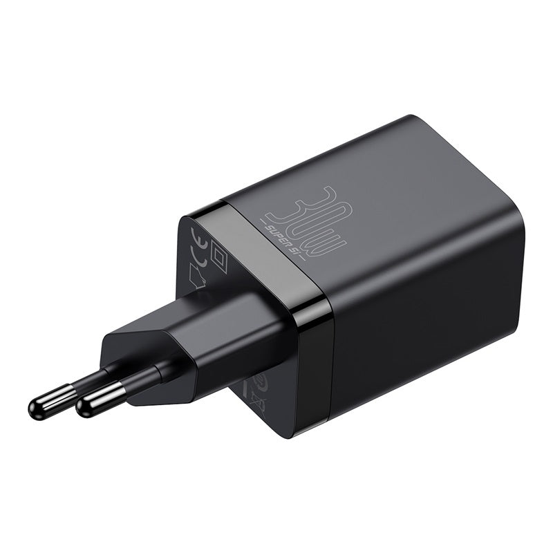 Cargador Rápido Baseus Dual USB y USB - C - 30W - Negro - Bestmart