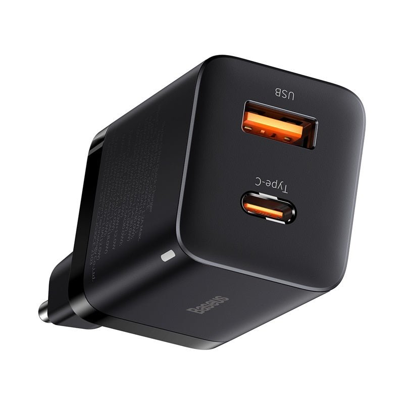 Cargador Rápido Baseus Dual USB y USB - C - 30W - Negro - Bestmart