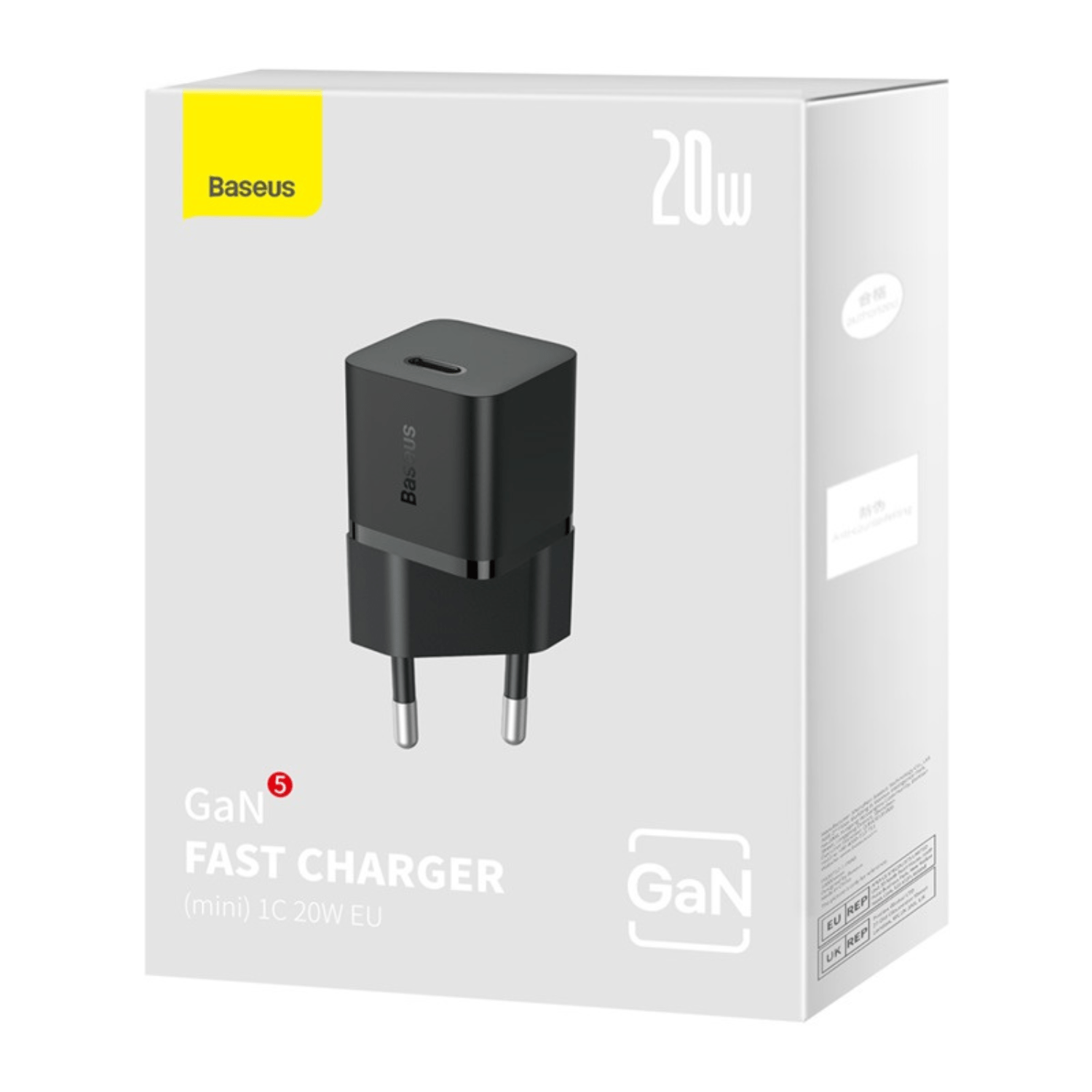 Cargador Rápido Baseus Mini GaN5 1C 20W - Negro - Bestmart