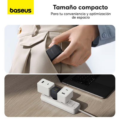 Cargador Rápido Baseus Palm Cluster USB y Tipo C 30W + Cable USB - C a USB - C Negro - Bestmart