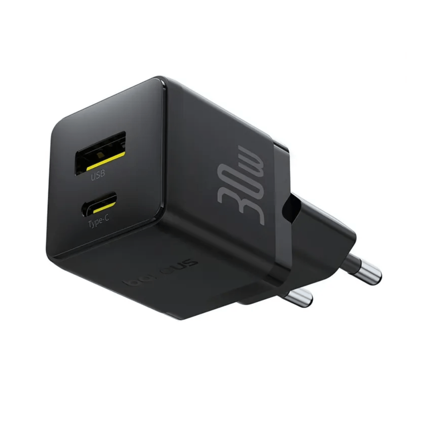 Cargador Rápido Baseus Palm Cluster USB y Tipo C 30W + Cable USB - C a USB - C Negro - Bestmart