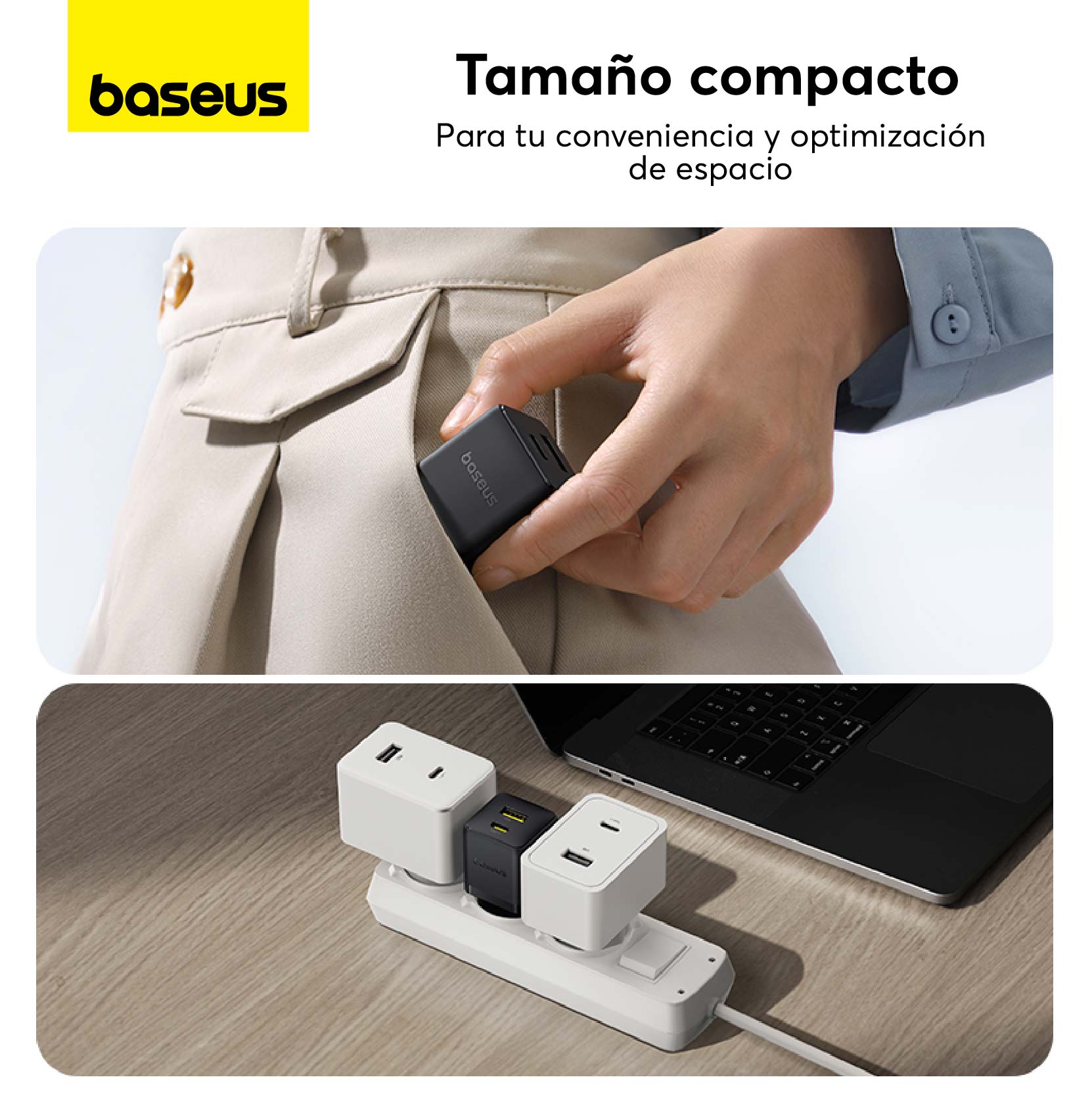 Cargador Rápido Baseus Palm Cluster USB y Tipo C 30W Negro - Bestmart