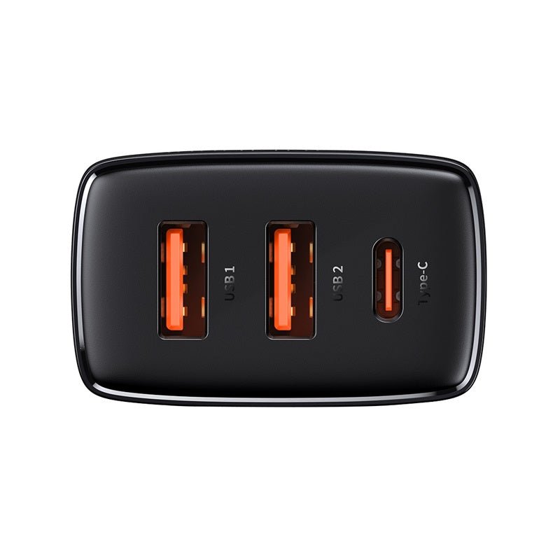 Cargador Rápido e Inteligente Baseus Triple USB x 2 y USB - C - 30W - Negro - Bestmart