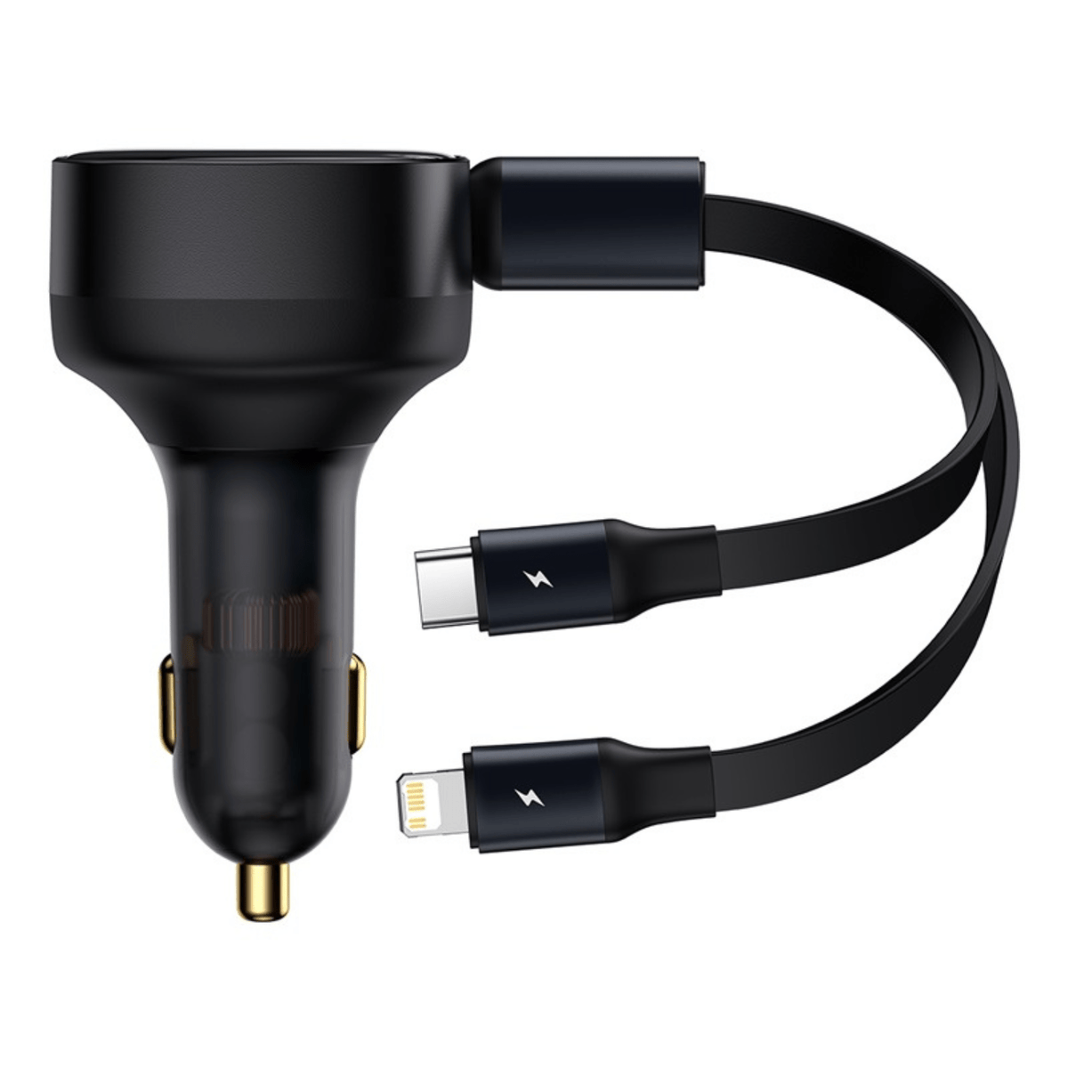 Cargador Rápido para Auto Baseus 2 en 1 USB C y Lightning 30W Negro - Bestmart
