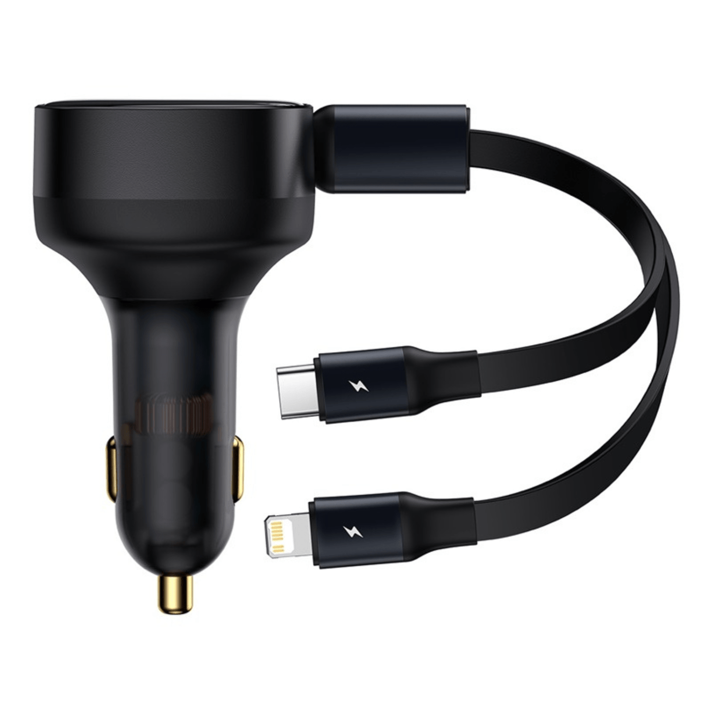 Cargador Rápido para Auto Baseus 2 en 1  USB C y Lightning 30W Negro