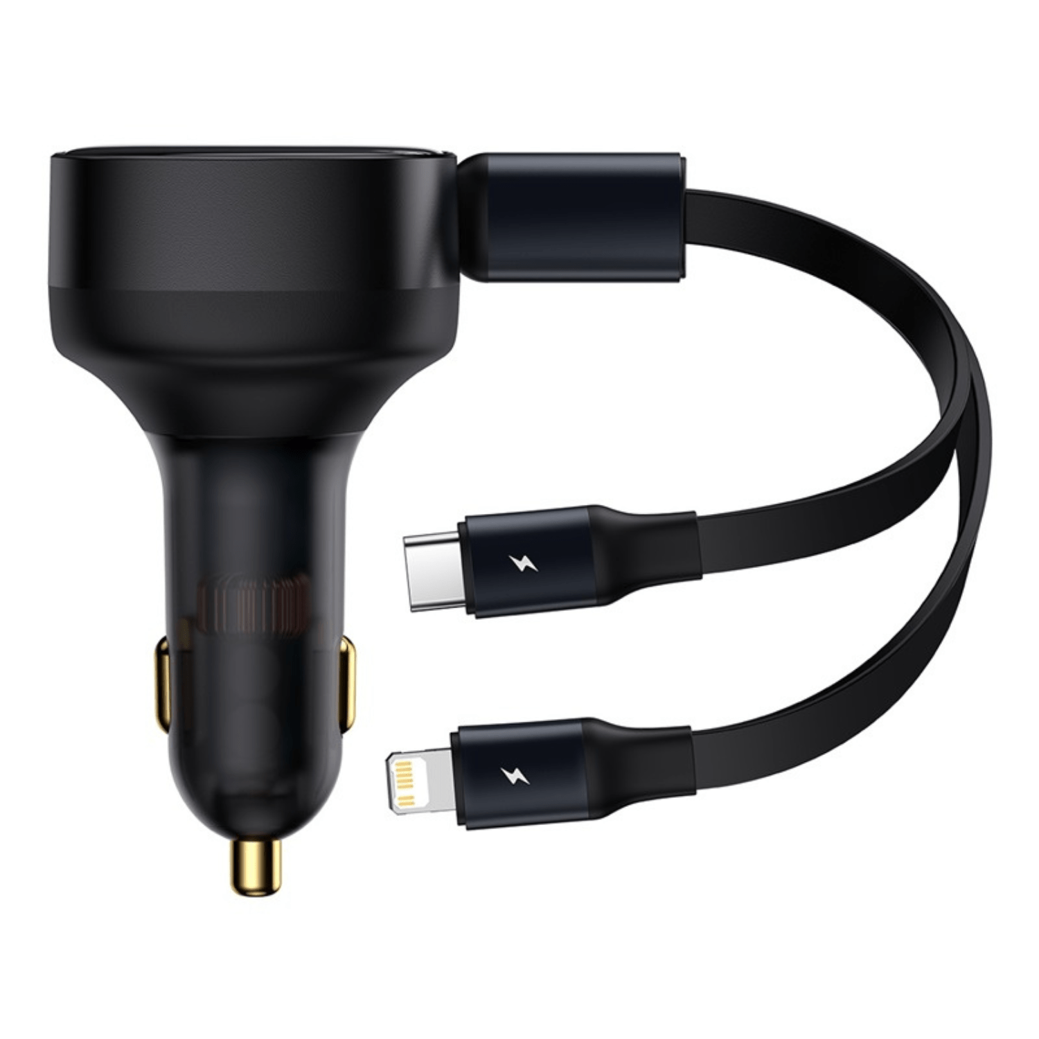 Cargador Rápido para Auto Baseus 2 en 1 USB C y Lightning 30W Negro - Bestmart