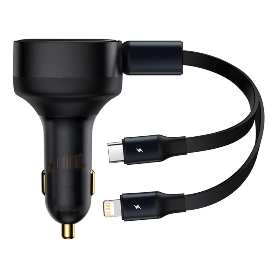 Cargador Rápido para Auto Baseus 2 en 1 USB C y Lightning 30W Negro - Bestmart