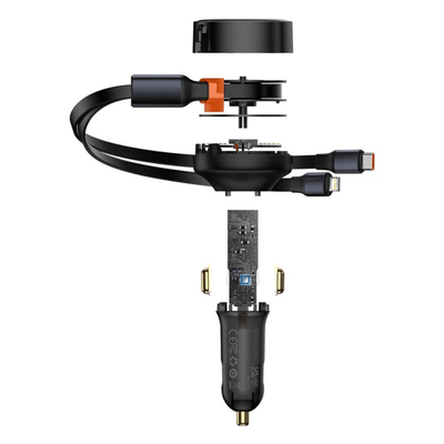 Cargador Rápido para Auto Baseus 2 en 1 USB C y Lightning 30W Negro - Bestmart