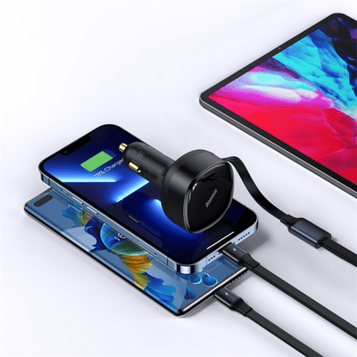 Cargador Rápido para Auto Baseus 2 en 1 USB C y Lightning 30W Negro - Bestmart