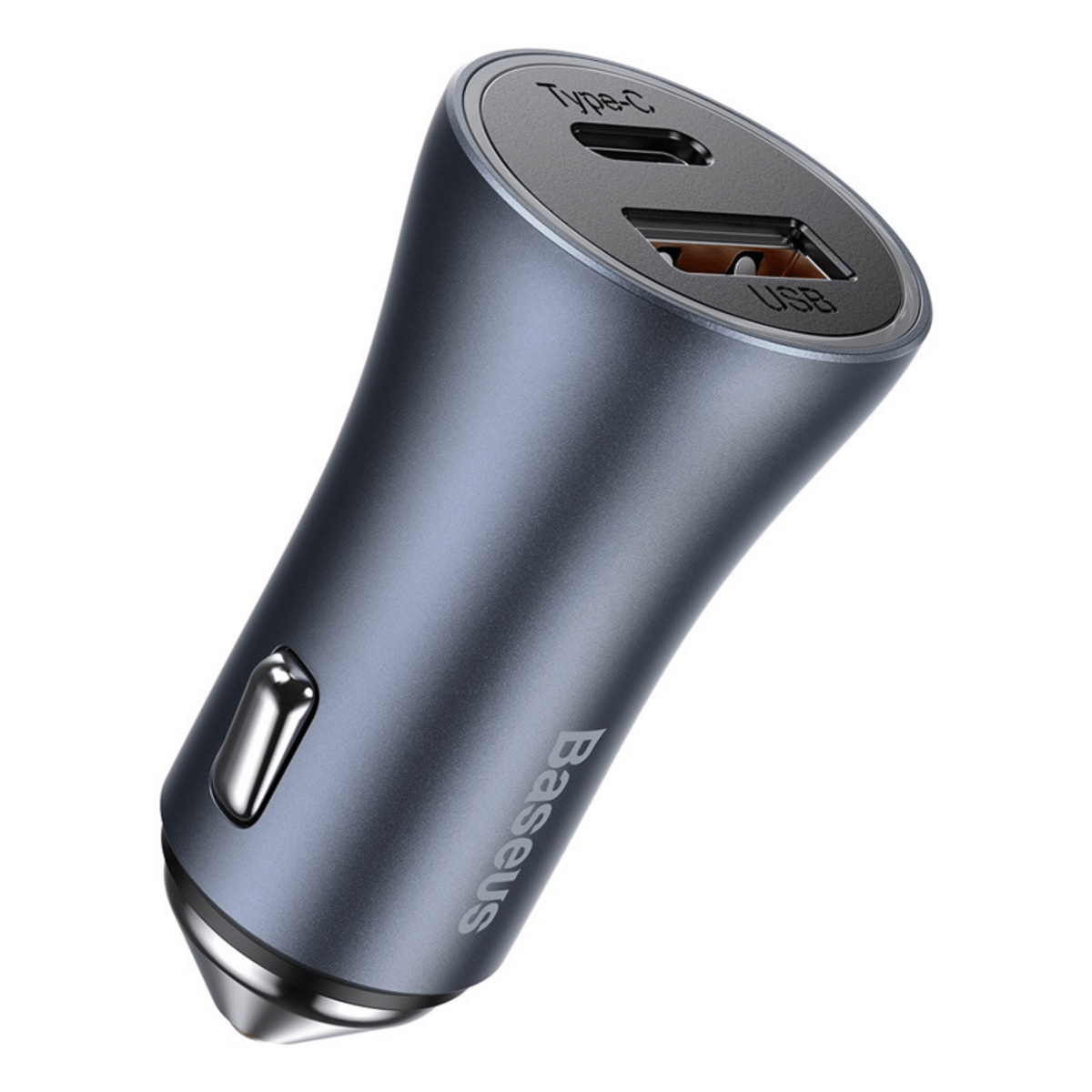 Cargador Rápido para Auto Baseus Dual USB + USB - C - Incluye Cable Lightning 1M - 40W - Gris - Bestmart