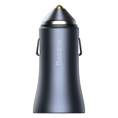 Cargador Rápido para Auto Baseus Dual USB + USB - C - Incluye Cable Lightning 1M - 40W - Gris - Bestmart
