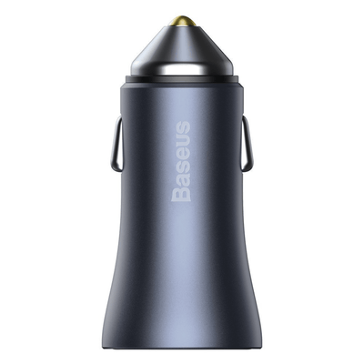 Cargador Rápido para Auto Baseus Dual USB + USB - C - Incluye Cable Tipo C 1M - 40W - Gris - Bestmart
