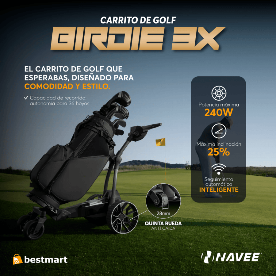 Carrito de Golf Eléctrico Navee Birdie 3X Negro - Bestmart