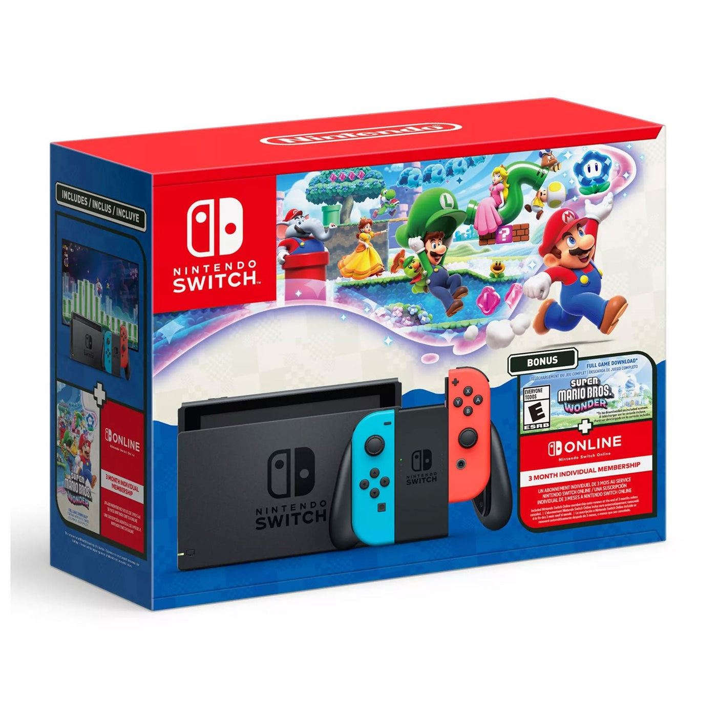 Consola Nintendo Switch - Modelo Super Mario Bros. Wonder Bundle (Descarga del juego completo + 3 meses de suscripción a Nintendo Switch Online) LT2