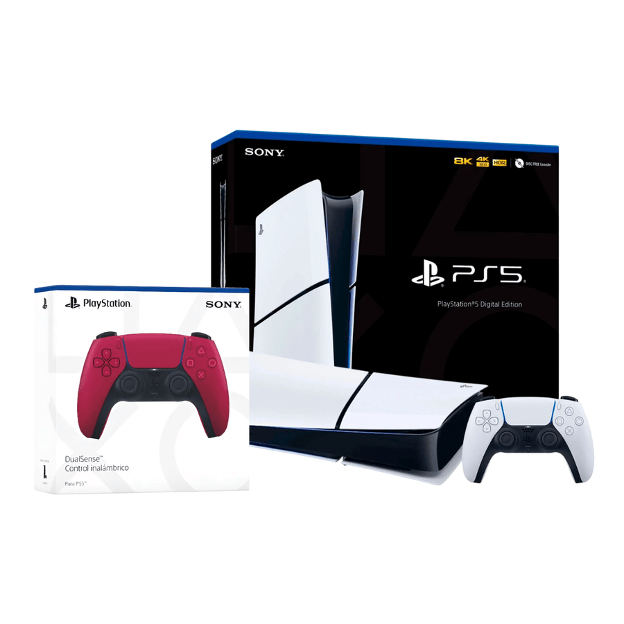 Consola Sony Playstation 5 Slim Edición Digital + Control Dualsense Adicional Volcanic Red - Bestmart