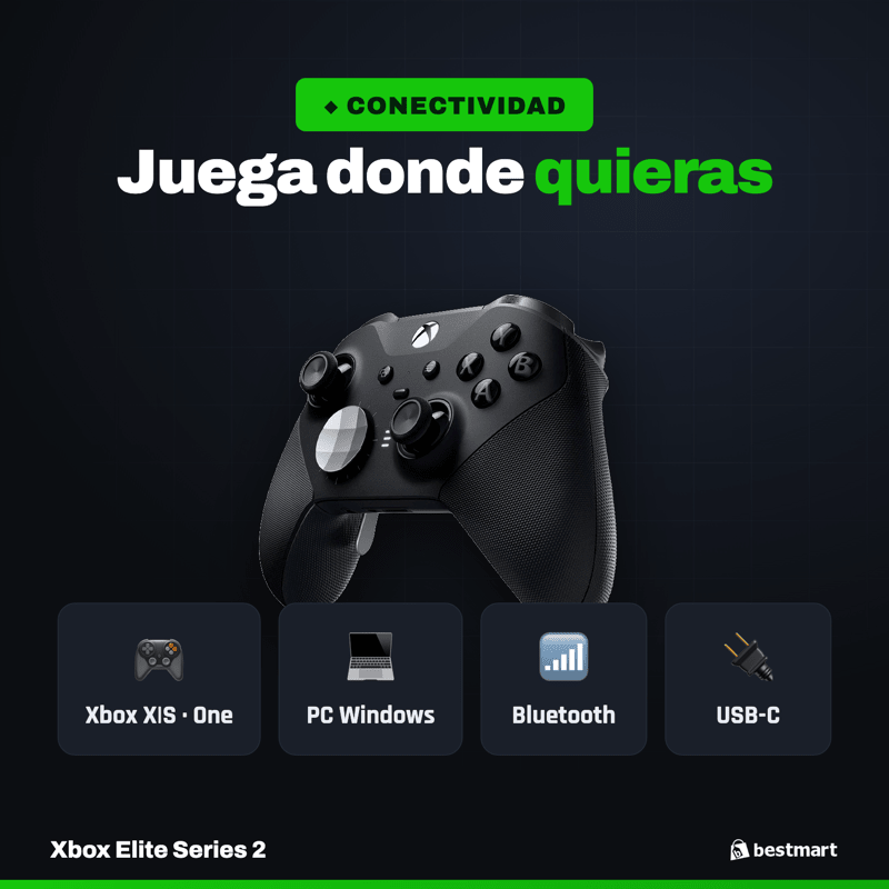 Control Inalámbrico Xbox Elite Series 2 Negro Xbox Series X|S y PC - Bestmart