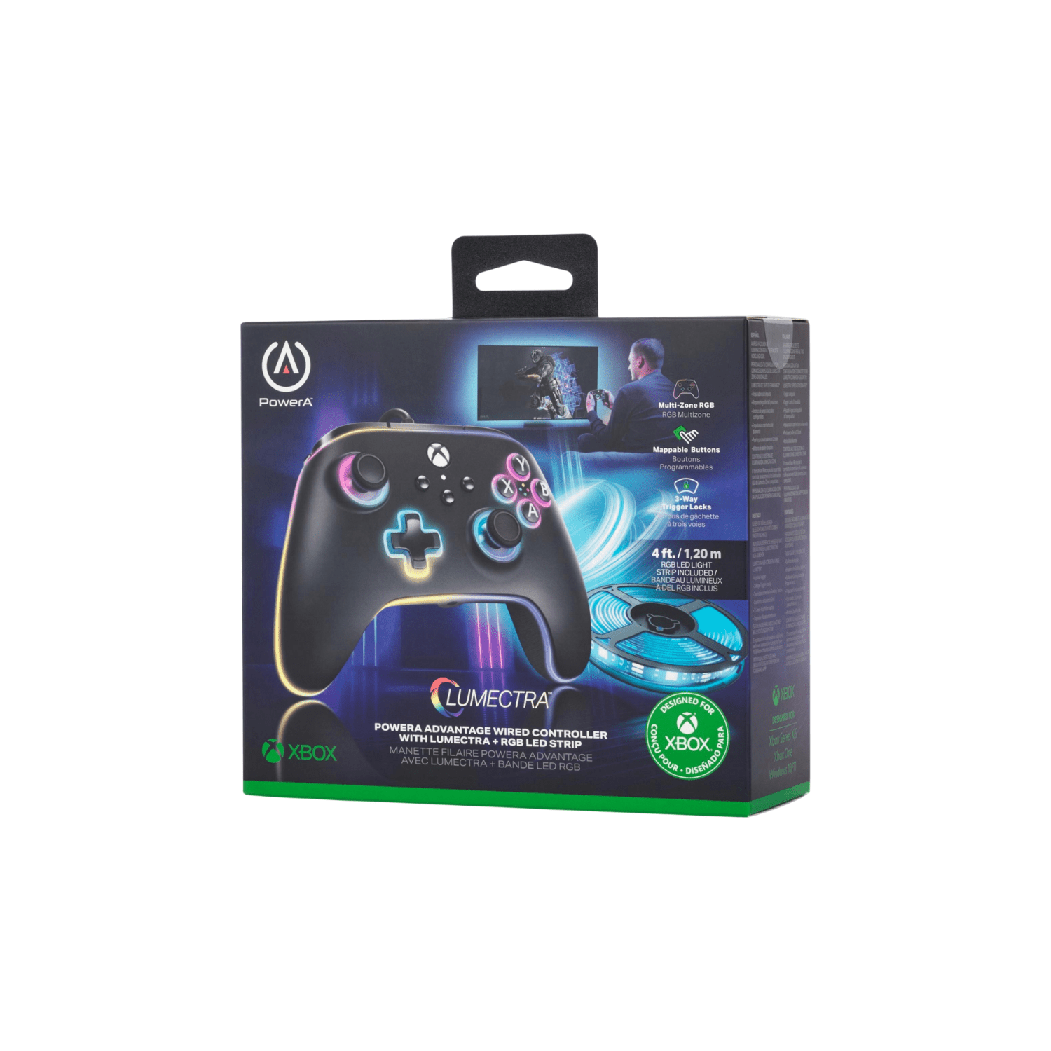 Control Xbox S/X PowerA Con Cable - Lumectra + Tira Led RGB - Bestmart
