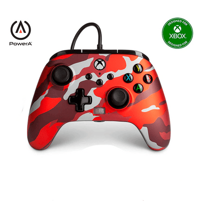 Control Xbox S/X PowerA Con Cable - Rojo Metálico Camo - Bestmart