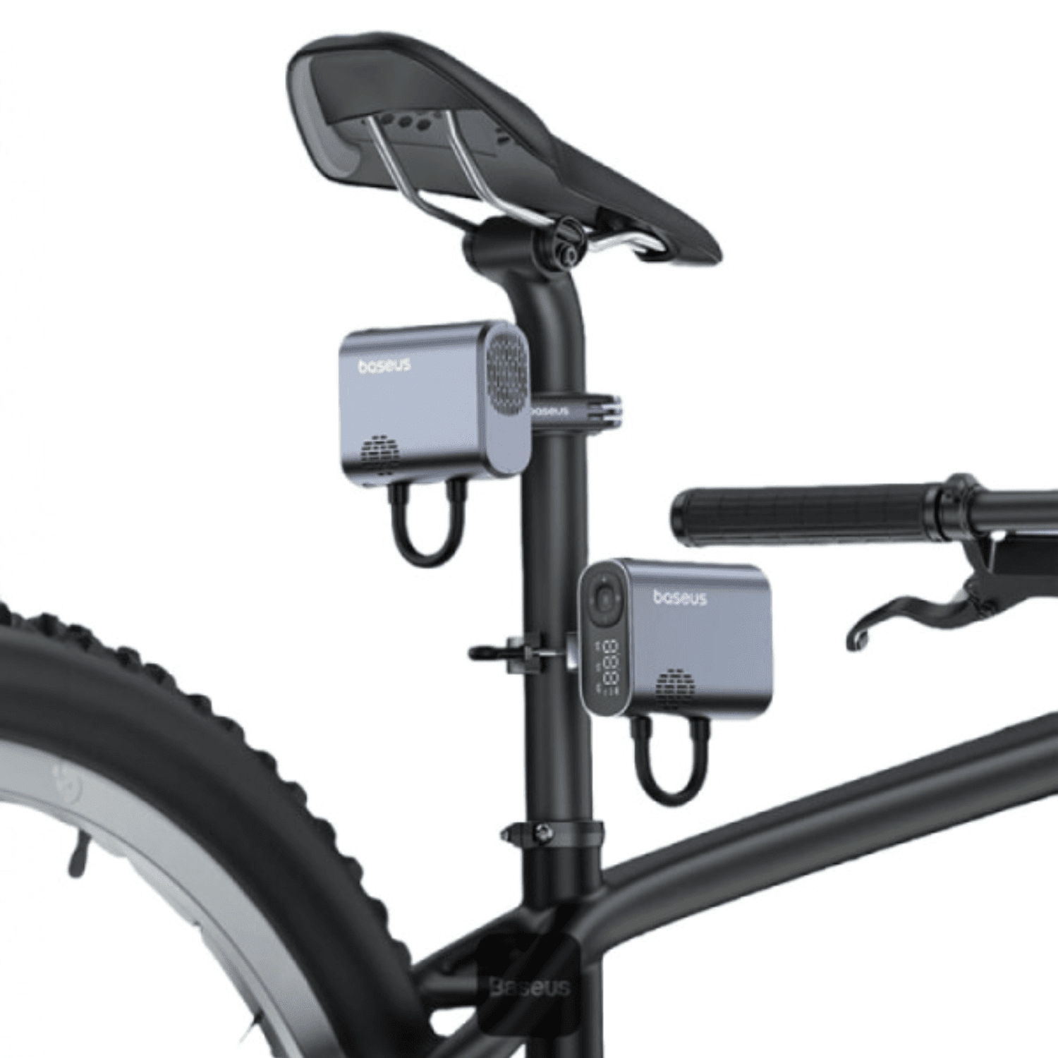 Inflador Baseus PrimeTrip 150 PSI para bicicletas con pantalla LED y carga rápida - Bestmart