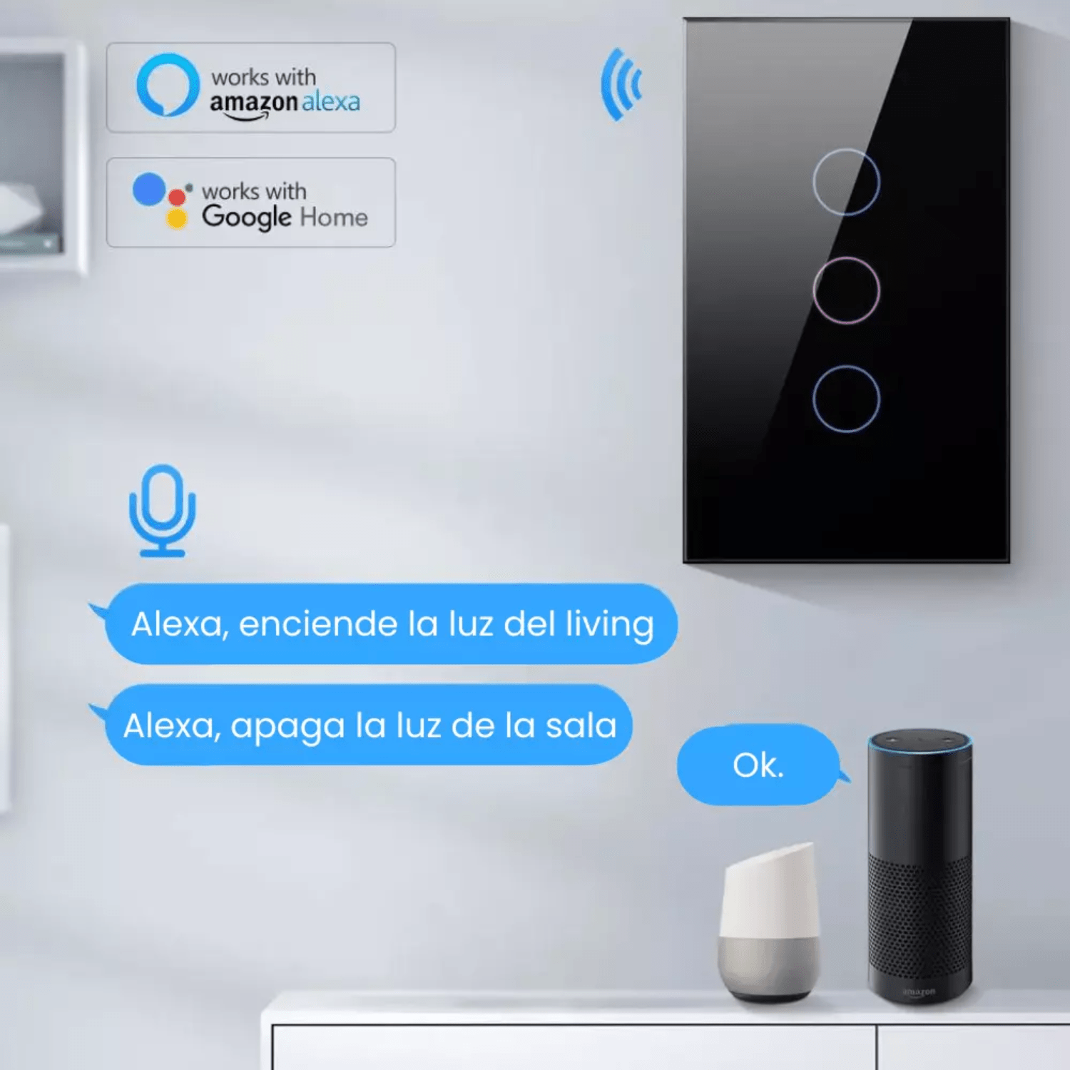 Interruptor de pared Sonoff - Sin Neutro de 2 Canales - Blanco - Bestmart