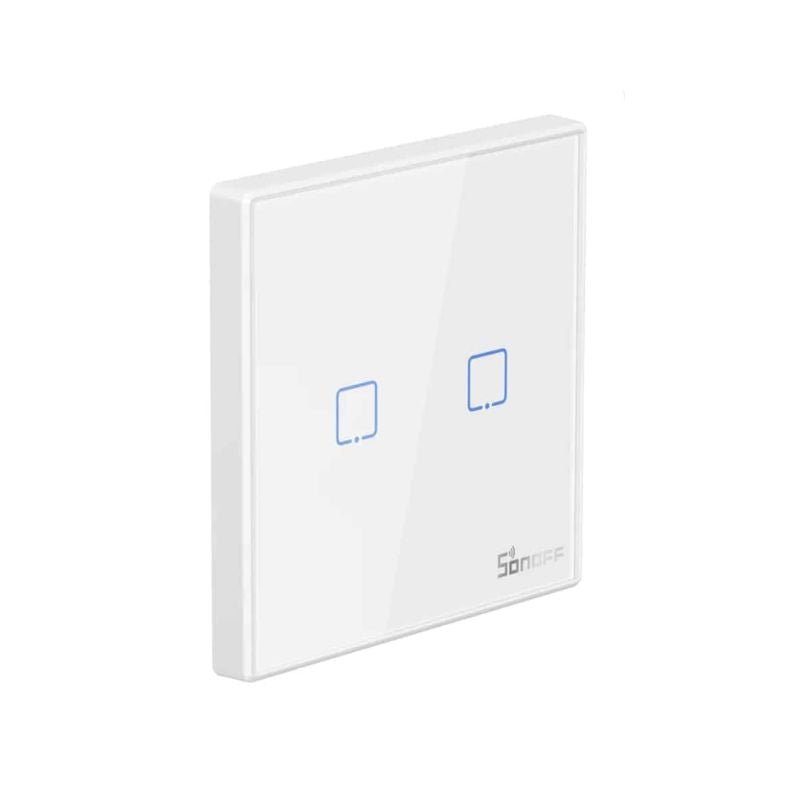 Interruptor De Pared Táctil Sonoff RF 433 MHz - 2 Canales - Blanco - Bestmart
