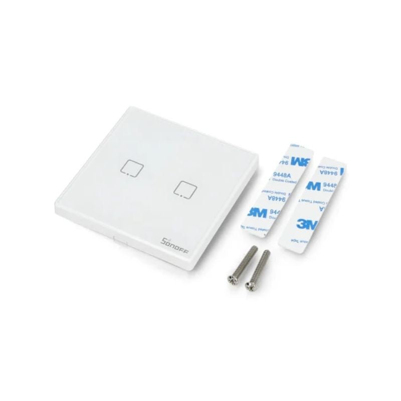 Interruptor De Pared Táctil Sonoff RF 433 MHz - 2 Canales - Blanco - Bestmart