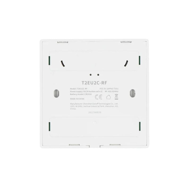 Interruptor De Pared Táctil Sonoff RF 433 MHz - 2 Canales - Blanco - Bestmart