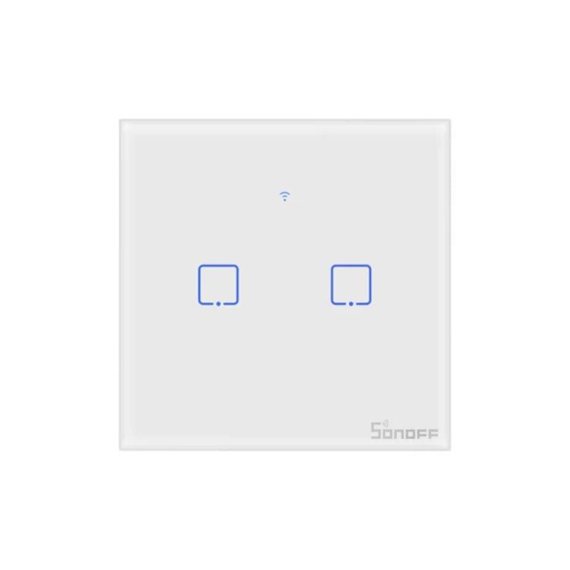 Interruptor De Pared Táctil Sonoff RF 433 MHz - 2 Canales - Blanco - Bestmart